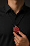 Red Agate Stone Religious Unisex Necklace with Allah Muhammad Written and Brass Apparatus - 5