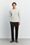 Men's Beige Crew Neck Long Sleeve Basic Modal T-Shirt A62Y1032 - 5