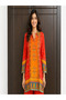 Women’s Orange Printed Chiffon Co-Ord Set | Long Tunic Top & Wide-Leg Pants | Ethnic Contemporary Wear - 2