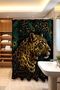 Bathroom Curtain, Feather and Gold Leopard Patterned Shower Curtain, Bathtub Curtain 175X200Cm - 3