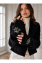 Black Stone Detailed Knitwear Cutout Gloves Eld61 - 3
