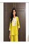 Women’s Olive Green Organza Co-Ord Set | Floral Detail Top & Wide-Leg Pants | Elegant Contemporary Wear - 2