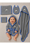 Newborn Embroidered Baby Bathrobe Set 5 Pieces Compatible with 0-2 Years Old 100% Cotton Curly Towels - Baby - 3