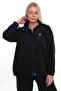 High Collar, Letter B Detail, Zipper and Snap Fasteners, Adjustable Waist, Elastic Corduroy, Plus Size Tracksuit Set - 2