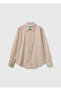 Women's Beige 100% Cotton Patterned Regular Fit Shirt