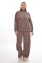 High Collar, Letter B Detail, Zipper and Snap Fasteners, Adjustable Waist, Elastic Corduroy, Plus Size Tracksuit Set - 3