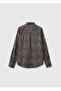 Women's black 100% cotton patterned regular fit shirt - 2