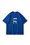 Dalmatian Graphic Printed Oversize Unisex Blue Tshirt