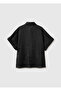 Women's Black 100% Linen Pocketed Drawstring Shirt - 2