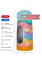 Girl's Steel School Water Bottle with Straw 420 ml Multi-Colored Flower Printed 60034 - 5