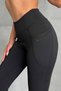 Women's Navy Blue Black Denim Look Cotton Leggings - High Waist Gathering Stretch Leggings - 2