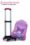 Kuromi Kids 3 Pcs Set (Trolly School Bag, Lunch Bag, Pencil Pouch) Rolling Backpack with Wheels, Convertible, Large Capacity, Side Pockets - 5