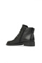 Black Leather Women's Flat Boots - 5