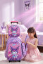 Kuromi Kids 3 Pcs Set (Trolly School Bag, Lunch Bag, Pencil Pouch) Rolling Backpack with Wheels, Convertible, Large Capacity, Side Pockets - 2