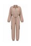 Wrinkle Effect Jacket and Trousers Camel Satin Set