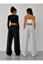 Women's 2-Piece Sweatpants (Black-Grey) Oversize Baggy Wide Leg Washable Anti-Pilling - 2