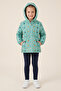 Girl's hooded printed coat with faux fur lining