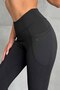Women's Black Spanish Leggings High Waist with Pockets Diving Fabric Casual Sports Leggings - 5