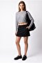7039 Women's Horizontal Ribbed Boat Neck Crop Knit Sweater Gray - 6