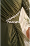 Stone Tulle Hijab Evening Dress 5723-02 Khaki - 4