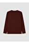 Vizyon New Season Brown Crew Neck Long Sleeve Men's T-Shirt - 7