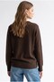 7037 Women's V-Neck Wool Blend Relaxed Fit Sweater Brown - 6