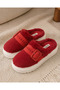 Women's furry fluffy buckle home slippers warm comfortable winter plush slippers - 2