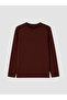 Vizyon New Season Brown Crew Neck Long Sleeve Men's T-Shirt - 5