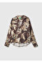 Women's Brown 100% Viscose Printed Relaxed Fit Buttoned Shirt