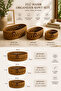 Velona Oval Set of 3 Rope Baskets Bathroom Organizer Decorative Organizer Handmade Basket Set - 2