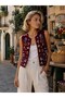 Elara Embroidered Tied Vest Women's Burgundy - 4