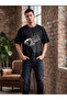 Black Gooool Cotton Textured Comfort Fit Crew Neck T-Shirt