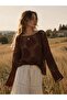 Mabel Mandala Motif Openwork Crochet Sweater Women's Brown - 2