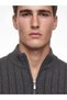 Ozmarka New Season Gray Zippered Stand Collar Men's Knitwear Sweater - 3