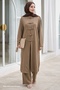 Tunic with Slit Detail Camel Set - 3