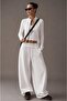 Three-Thread Ruffled Curved Camisole with Waist Pockets, Adjustable Elastic Ultra Loose Barrel Fit Baggy Pants/Sweatpants - 2