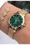 Minimal Green Dial Women's Wristwatch – |   Bracelet with Gift |   2 Years Warranty - 4