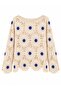 Mabel Floral Motif Openwork Crochet Sweater Women's Cream - Blue