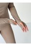Winter Fleece Lined Crew Neck Long Sleeve Body Blouse with Finger Detail - 6