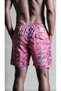Candy Ebru Pattern Mesh Pocket Swimsuit Regular Fit Men's Swim Shorts Pink-Purple Elastic Waist Pool Shorts - 3