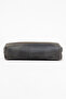 Genuine Calfskin Leather Medium Size Single Compartment Premium Zippered Pen Holder Gray