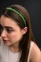 Bym569-1 Children's Green Crystal Stone Thin Metal Hair Crown Evening Dress - 3