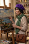 Vintage Style Women's French Felt Painter Beret - 5