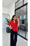 Openwork Brand Blouse Red - 2