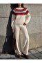 Women's Geometric Patterned Jacquard Knitwear Sweater Wide-Leg Pants Set - 5