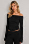 Women's Madonna Collar Draped Long Sleeve Stretch Fabric Stylish Blouse