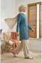 Comfortable Cut Striped Seasonal Tunic Plus Size No Show through 8778-02 Petrol - 3