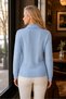 Women's Polo V-Neck Long Sleeve Low-Cut Hair Braided Ribbed Special Design Baby Blue Knitwear Sweater - 3