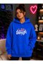 Women's I Am Enough Written Hooded Cotton Casual Sweatshirt with Kangaroo Pocket