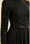 Plus Size Sequined Chiffon Hijab Evening Dress 6380-01 Black - 4
